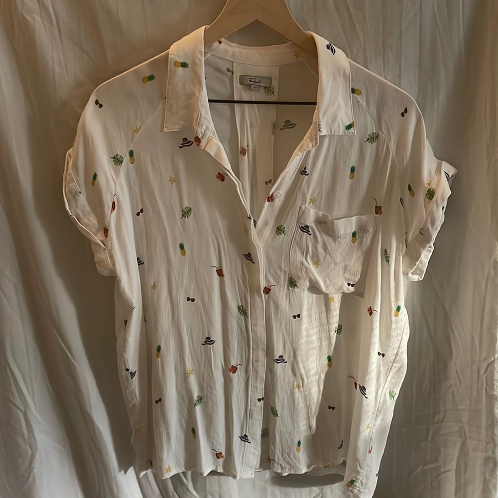 Rails tropical print button down blouse